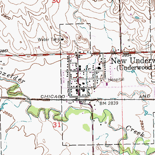 Topographic Map of New Underwood Volunteer Fire Department, SD