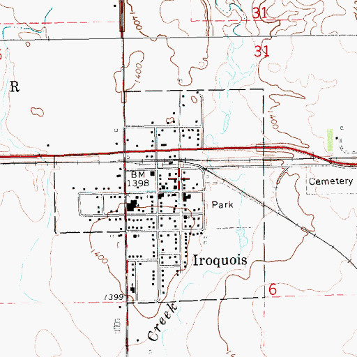 Topographic Map of Iroquois Fire and Rescue District, SD