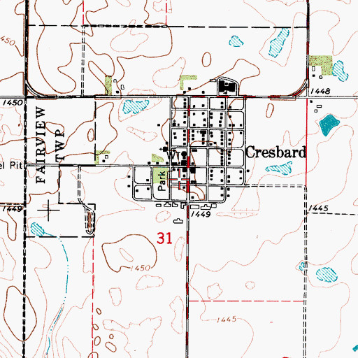 Topographic Map of Cresbard Fire Department, SD