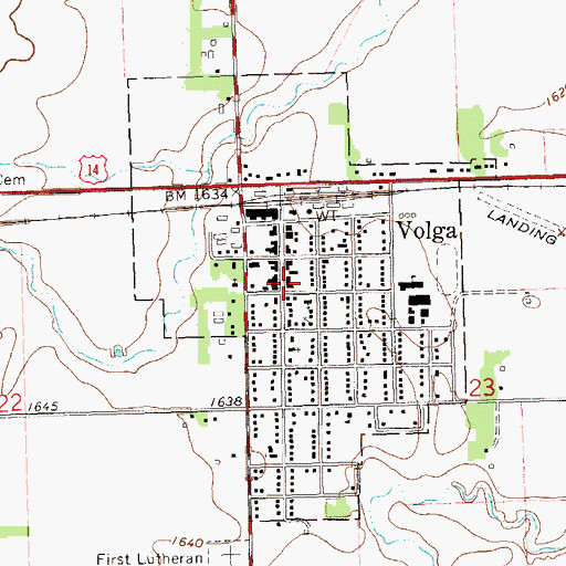 Topographic Map of Volga Fire Department, SD
