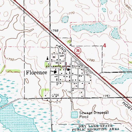 Topographic Map of Florence Fire Department, SD