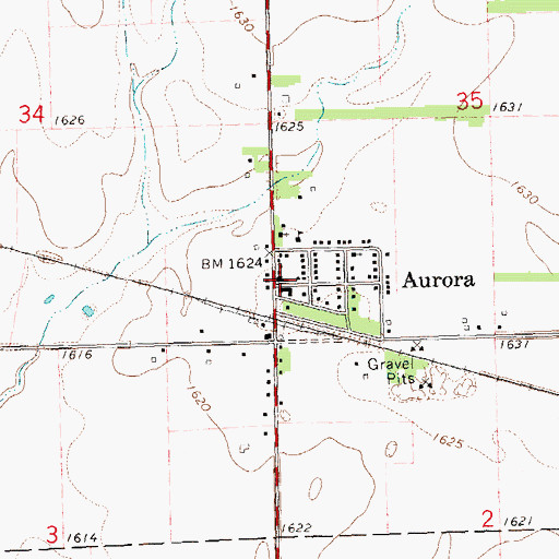 Topographic Map of Aurora Fire Department, SD