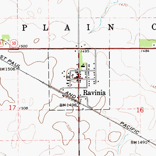 Topographic Map of Ravinia Volunteer Fire Department, SD