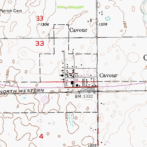 Topographic Map of Cavour Volunteer Fire Department, SD