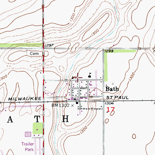 Topographic Map of Bath Fire Department, SD