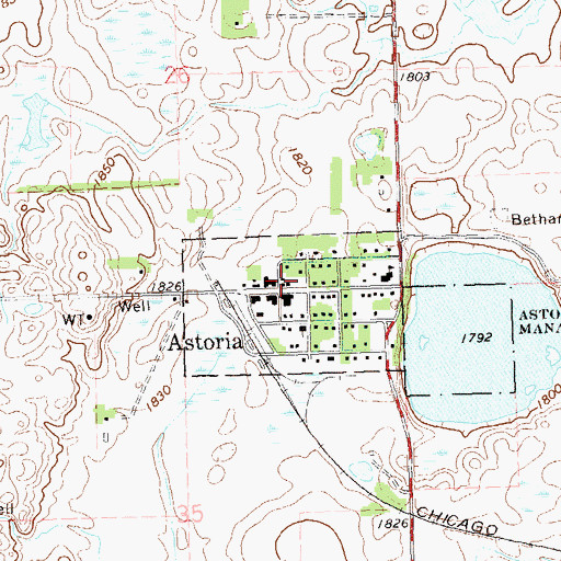 Topographic Map of Astoria Volunteer Fire Department, SD