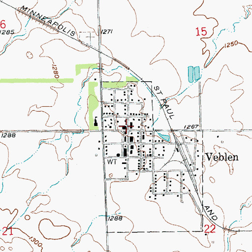 Topographic Map of Veblen Fire and Rescue, SD