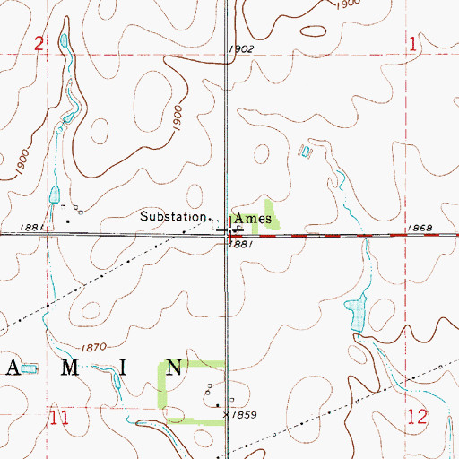 Topographic Map of South Hand Fire Department, SD