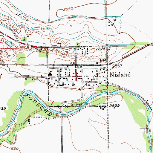 Topographic Map of Nisland Volunteer Fire Department, SD