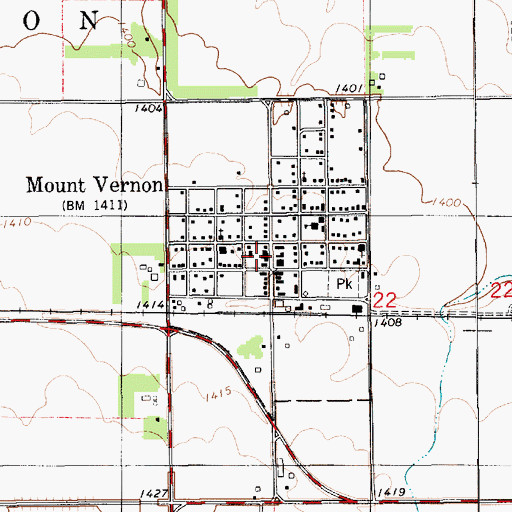 Topographic Map of Mount Vernon Fire Department, SD
