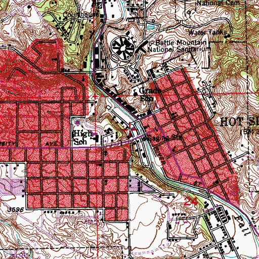 Topographic Map of Hot Springs Fire Department, SD