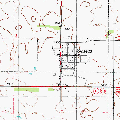 Topographic Map of Seneca Fire Department, SD