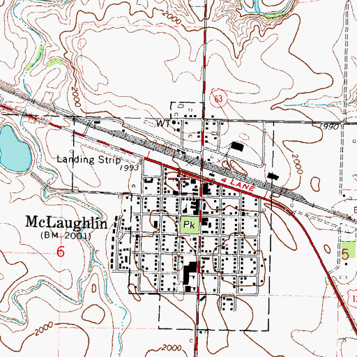 Topographic Map of McLaughlin Fire Department, SD