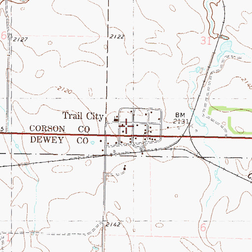 Topographic Map of Trail City Fire Department, SD