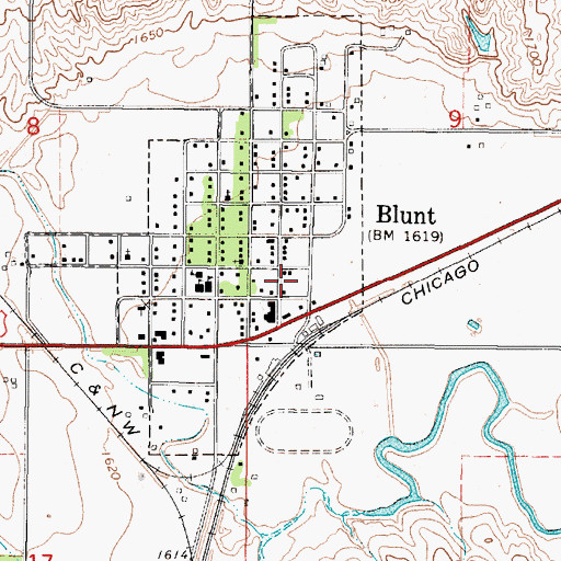 Topographic Map of Blunt Volunteer Fire Department, SD