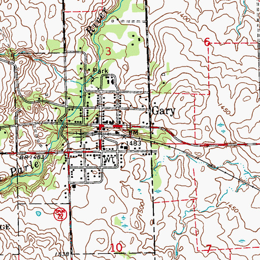 Topographic Map of Gary Fire Department, SD