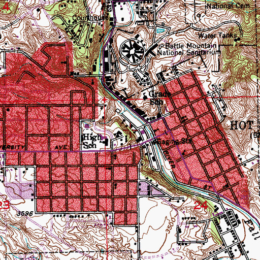 Topographic Map of Hot Springs Fire Department, SD