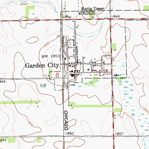 Topographic Map of Garden City Fire Department, SD
