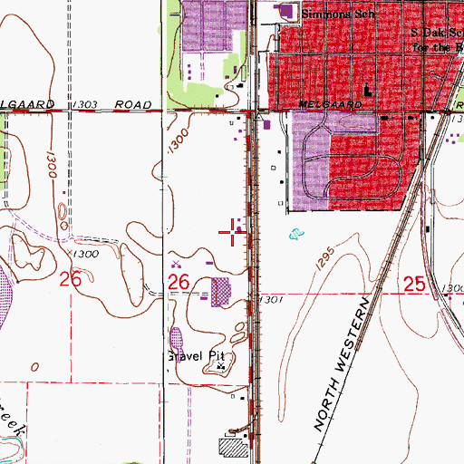 Topographic Map of Aberdeen Rural Fire Department, SD