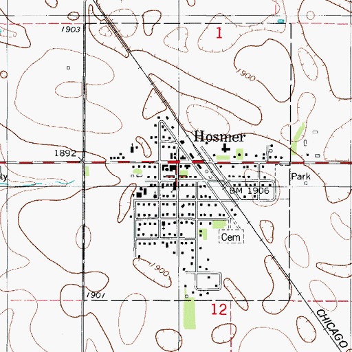 Topographic Map of Hosmer Fire Department, SD