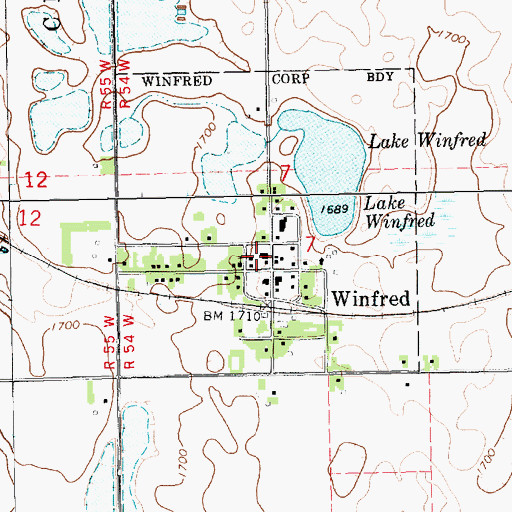 Topographic Map of Winfred Fire Department, SD