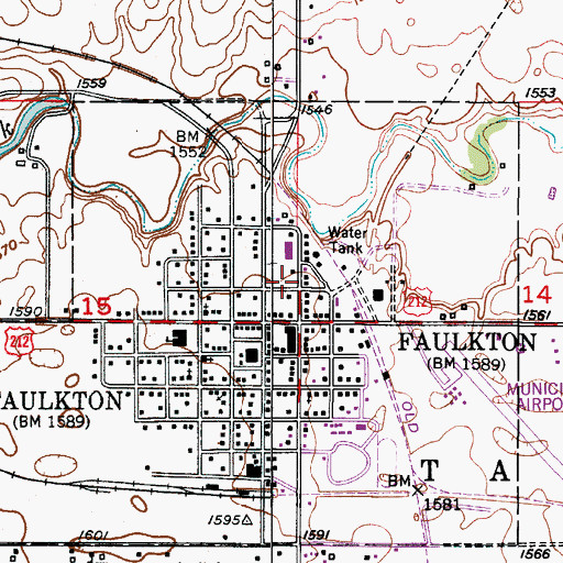 Topographic Map of Faulkton Fire Department, SD