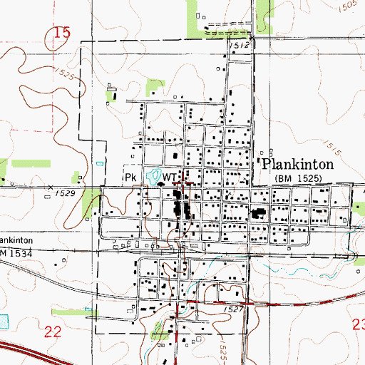 Topographic Map of Plankinton Volunteer Fire Department, SD