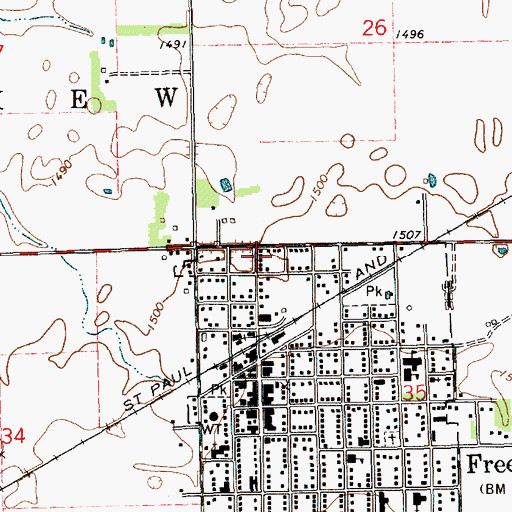 Topographic Map of Freeman Volunteer Fire Department, SD