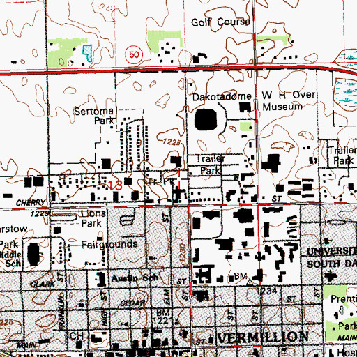 Topographic Map of Vermillion Fire Department Station 1, SD