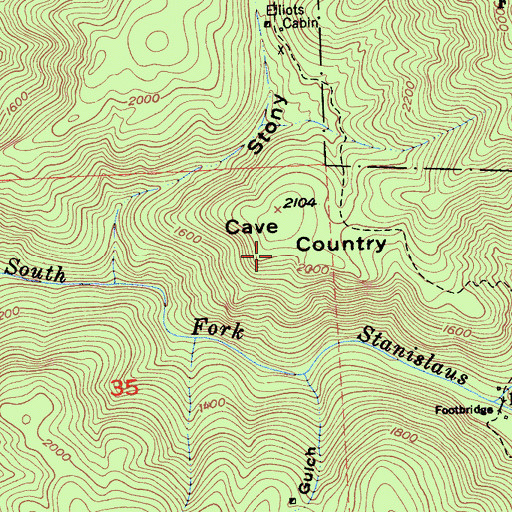 Topographic Map of Cave Country, CA