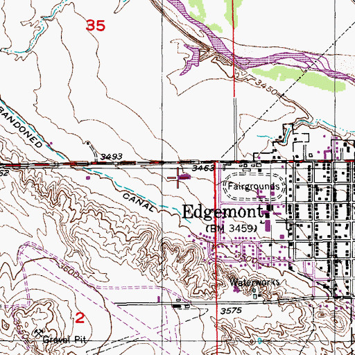 Topographic Map of Edgemont Fire Department, SD