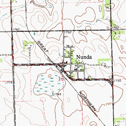 Topographic Map of Nunda Fire Department, SD