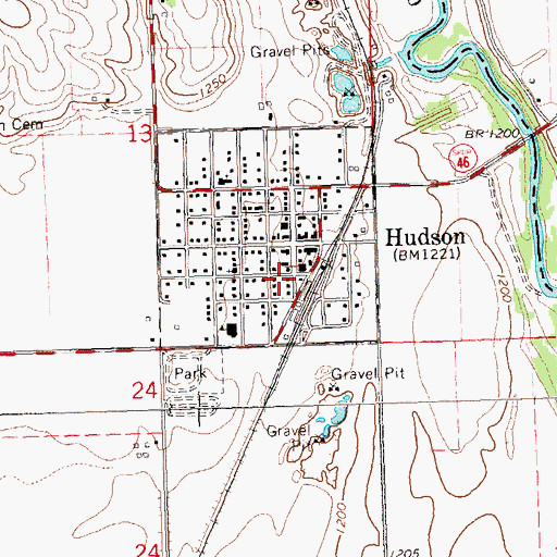 Topographic Map of Hudson Fire Department, SD