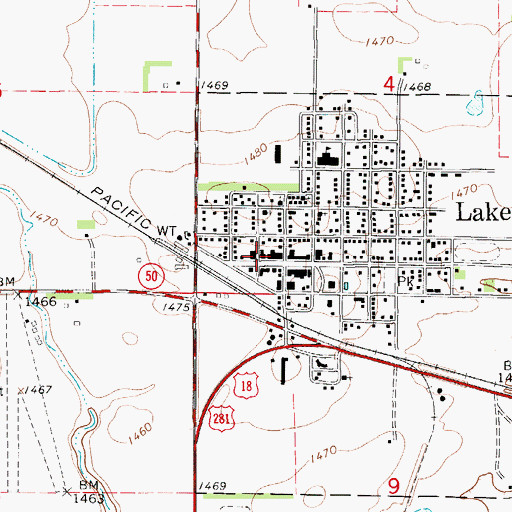 Topographic Map of Lake Andes Volunteer Fire Department, SD