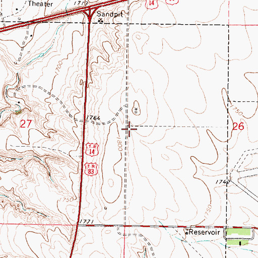 Topographic Map of Pierre Rural Volunteer Fire Department, SD