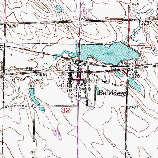 Topographic Map of Belvidere Volunteer Fire Department, SD