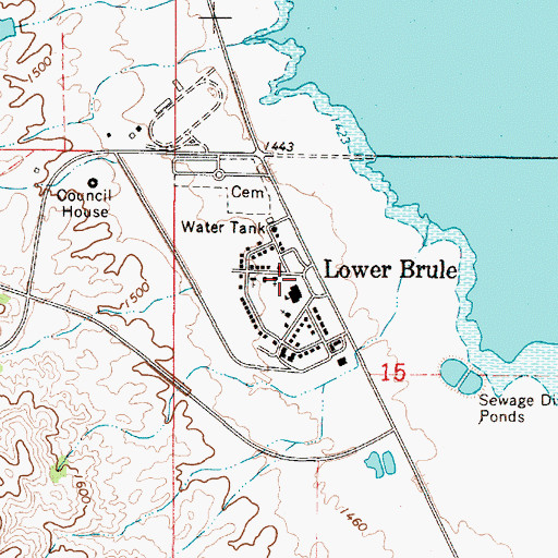 Topographic Map of Lower Brule Fire Department, SD