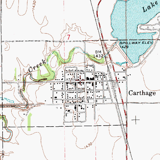 Topographic Map of Carthage Fire Department, SD