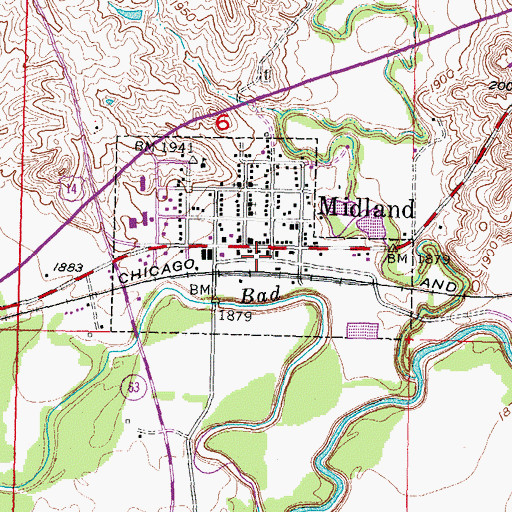 Topographic Map of Midland Fire Department, SD