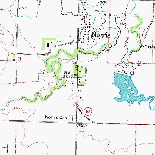 Topographic Map of Norris Volunteer Fire Department, SD
