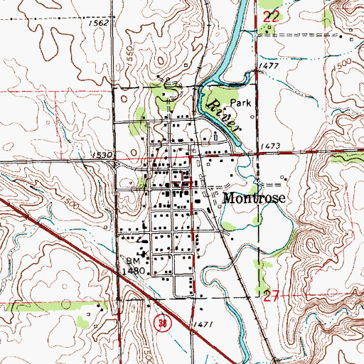 Topographic Map of Montrose Volunteer Fire Department, SD