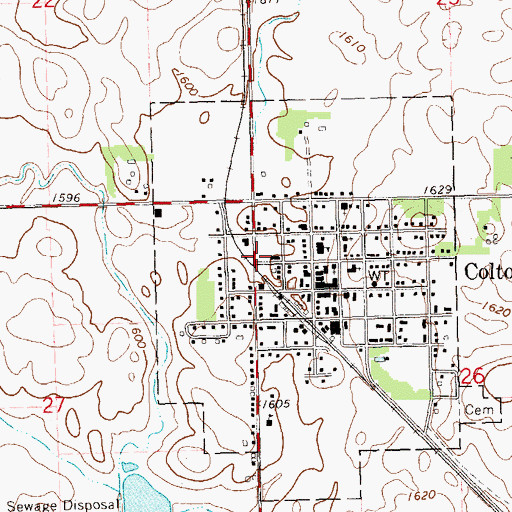 Topographic Map of Colton Volunteer Fire Department, SD