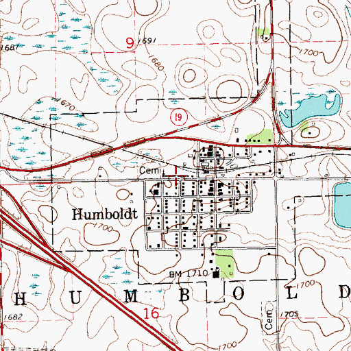 Topographic Map of Humboldt Fire and Ambulance Service, SD