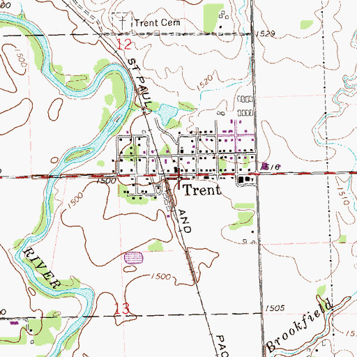 Topographic Map of Trent Fire Department, SD