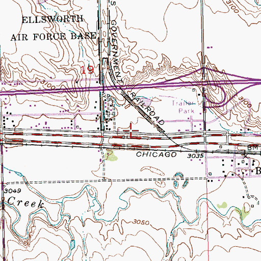 Topographic Map of Box Elder Volunteer Fire Department, SD