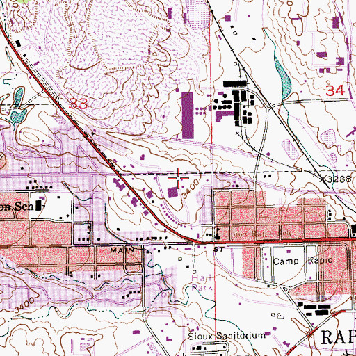 Topographic Map of Rapid City Fire Department - Station 3, SD
