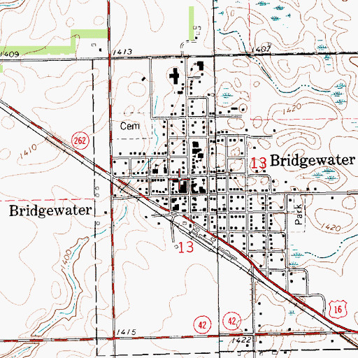 Topographic Map of Bridgewater Fire Department, SD