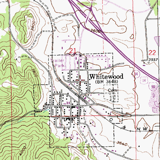 Topographic Map of Whitewood Volunteer Fire Department, SD