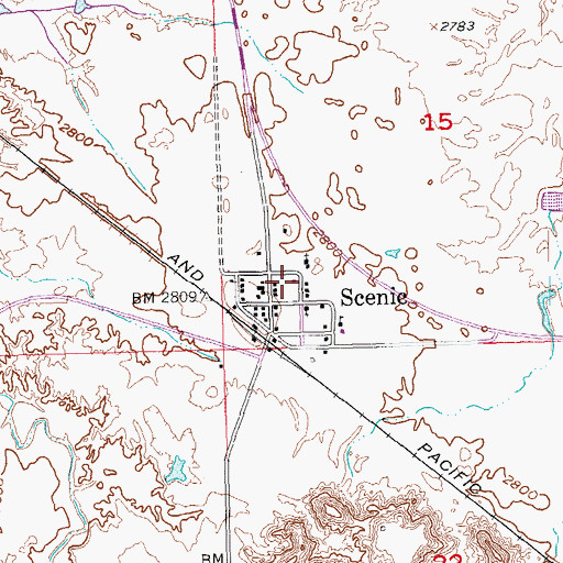 Topographic Map of Scenic Volunteer Fire Department, SD