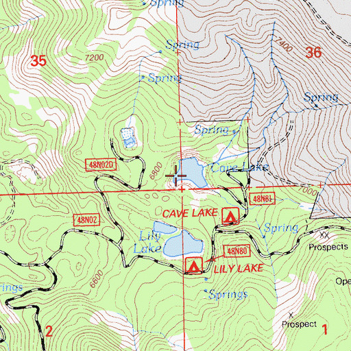Topographic Map of Cave Lake, CA